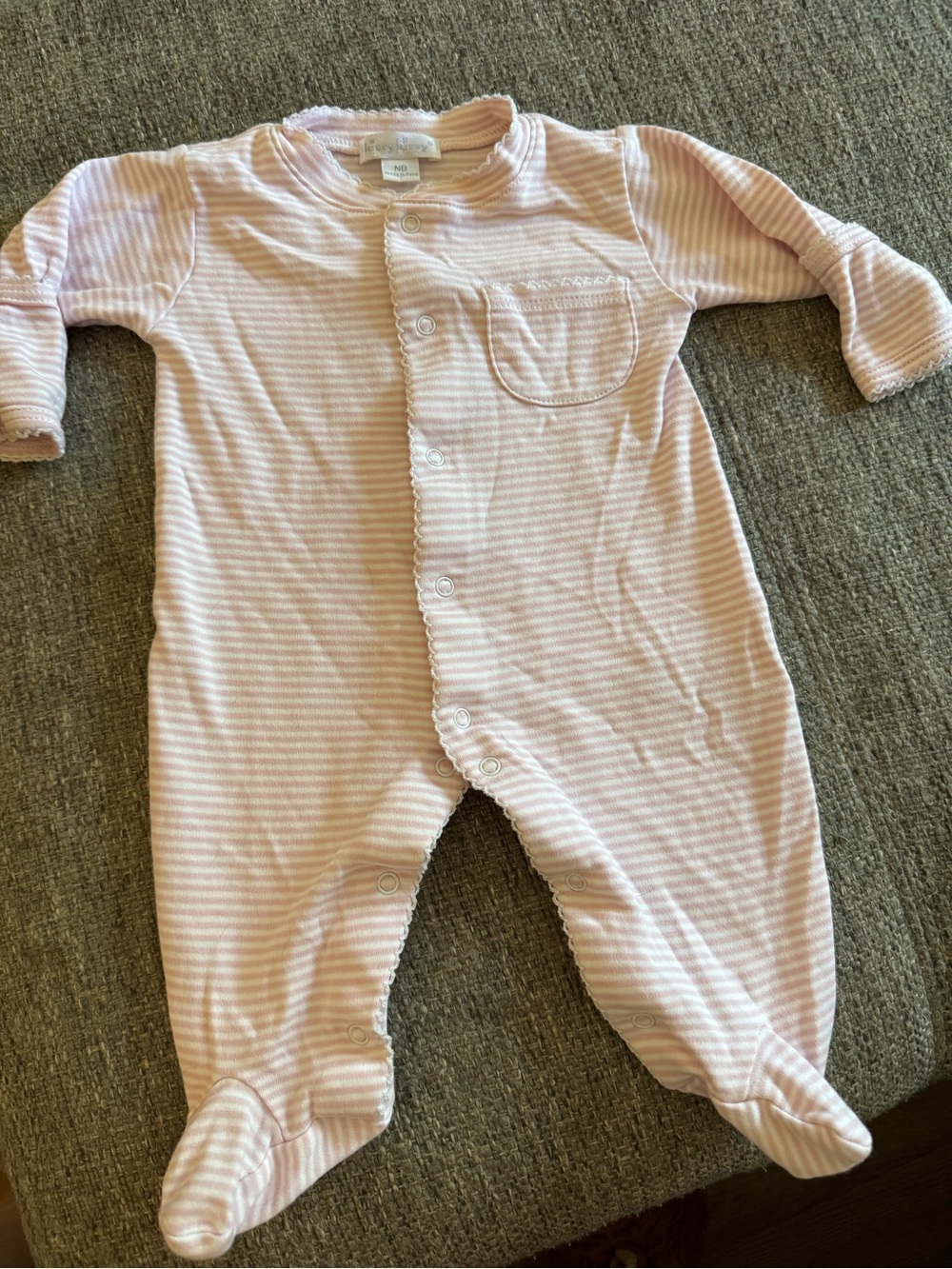 Kissy Kissy Pink Striped Pima Cotton Footie Sleeper NB
